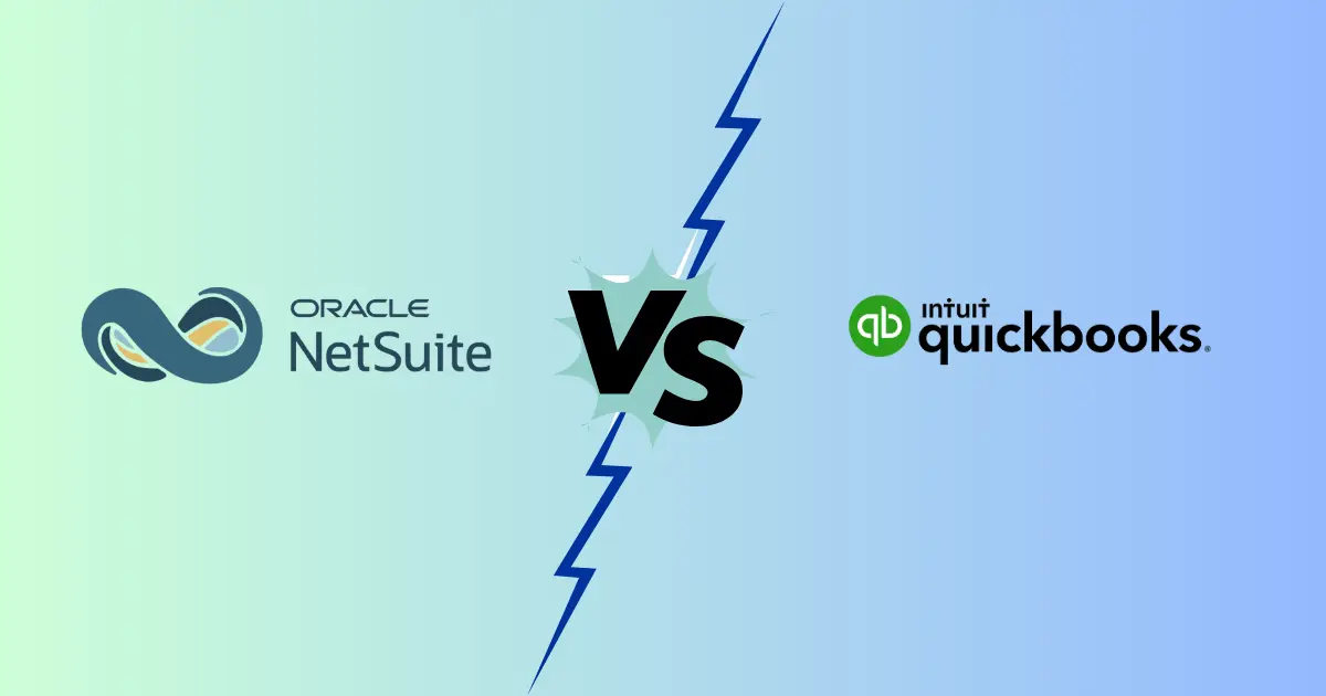 Cover image of blog that compares the features between netsuite and quickbooks