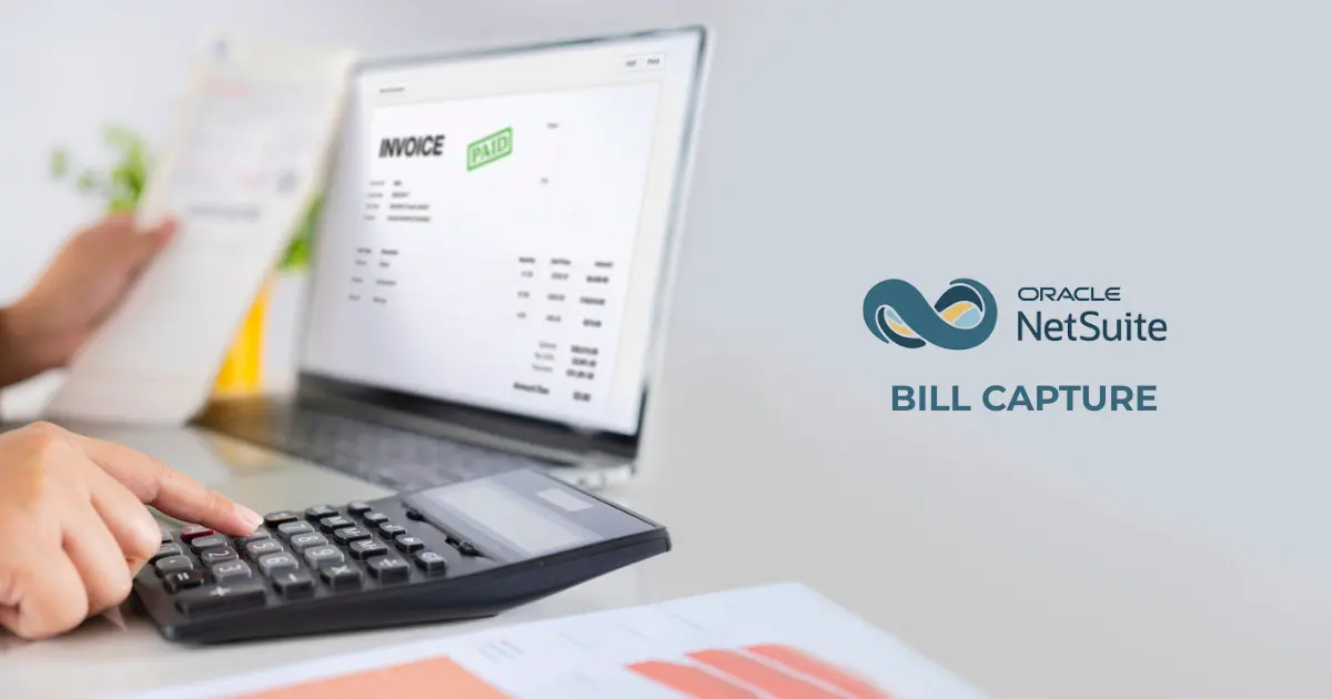 cover image with logo of netsuite and a person making bills and invoice