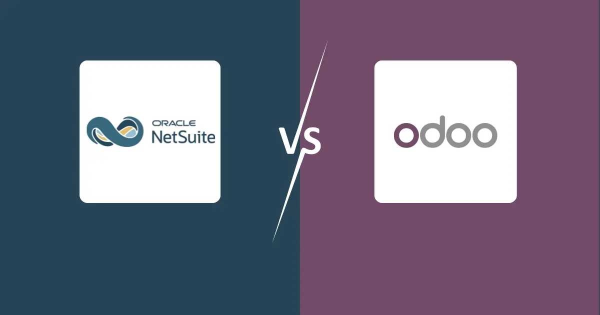 cover image with logo of netsuite on the left and odoo on the right, divided by vs