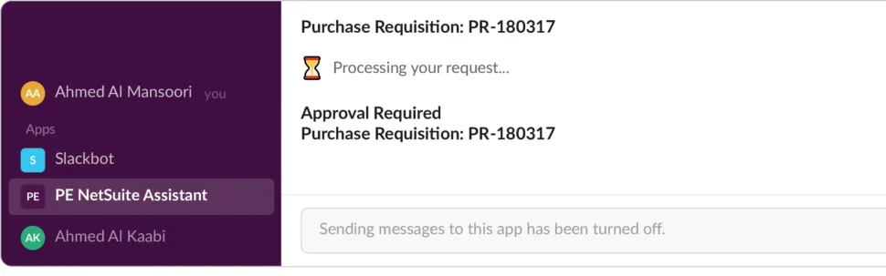 netsuite request approval from slack