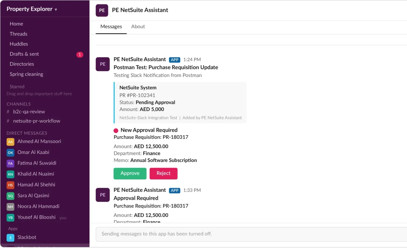 Netsuite slack integration